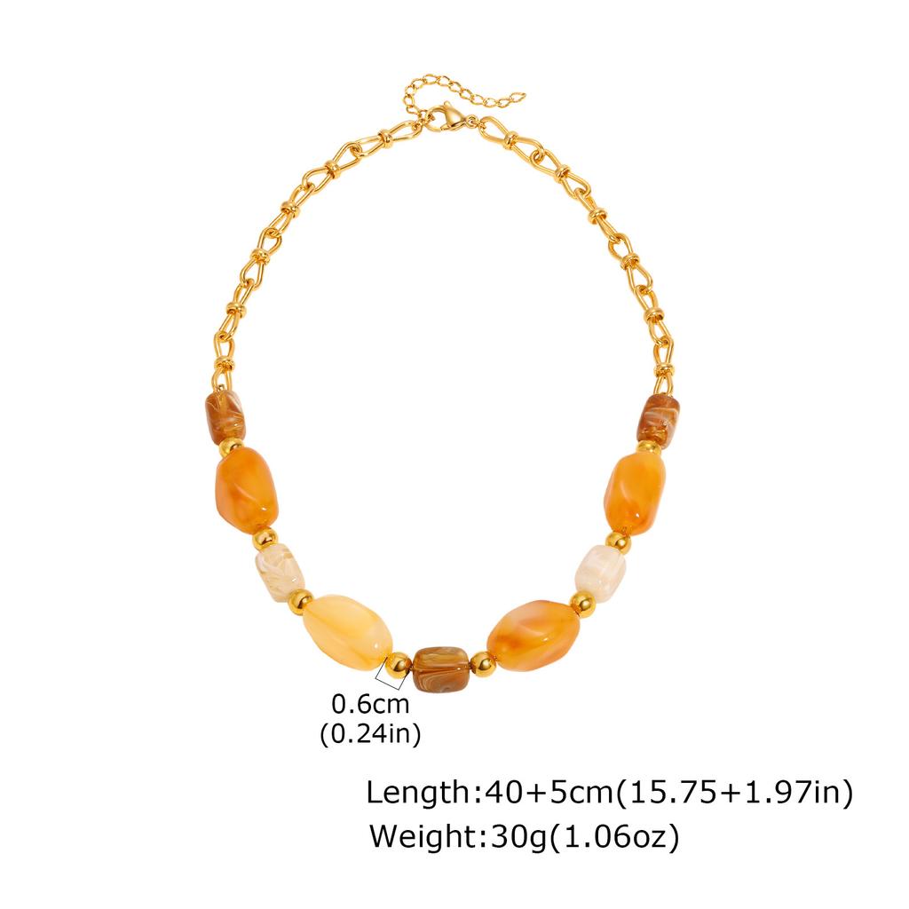 Autumn And Winter Maillard Jewelry Necklace, Stainless Steel Oval Irregular Resin Symmetrical Earrings, Women'S Jewelry