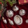 Круглая Рождественская Рамка-Зеркало с Бусинами и Подвеской из Пенопластового Шарика Цвета Шампанского
