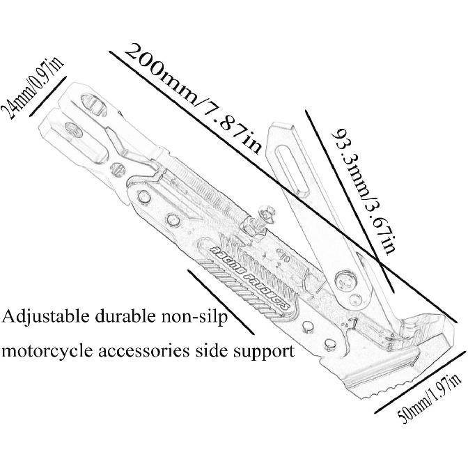 Motorcycle Universal Kickstand Adjustable Modified CNC Aluminum Alloy Adjustable Tripod Holder Kickstand Foot Side Support Stand Motor Scooter