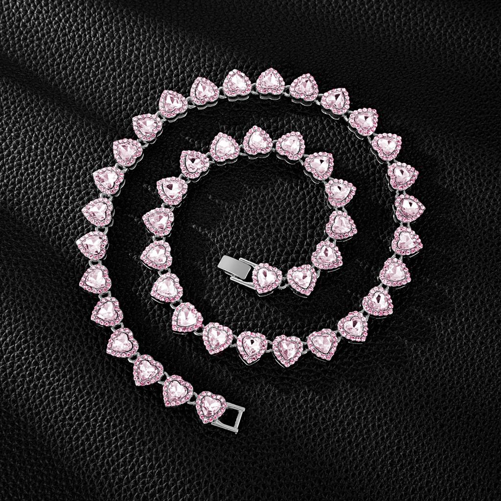 Light Pink Heart Love Necklace Women's Jewelry Accessories Necklace