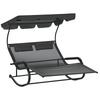 Double Sun Lounger for 2 People, Incl. Cushions and Canopy, 200 Cm X 139 Cm X 140 Cm. Dark Gray