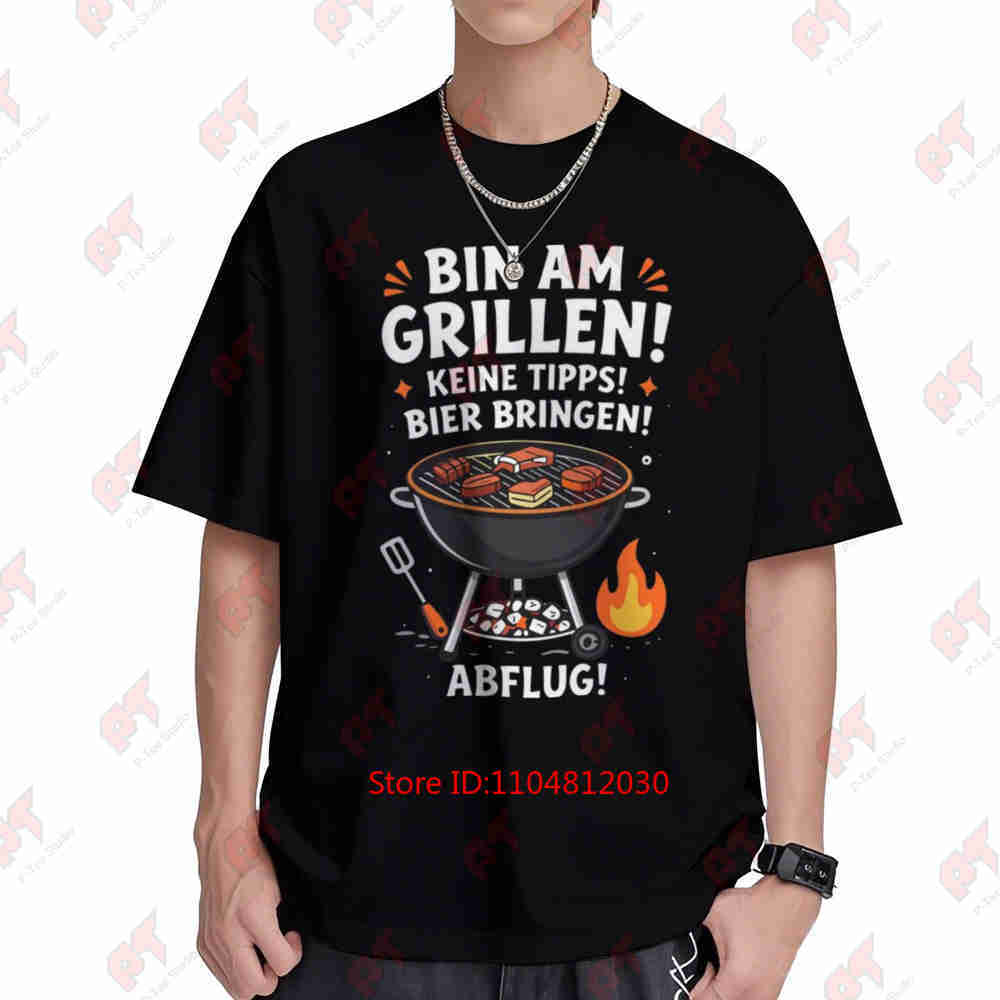 BBQ Dad German Beer Grill Sayings Backyard Barbecues Outdoor Cooking Short Sleeve Tee 100% Cotton T-Shirt