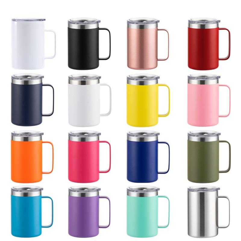 New Double Wall Stainless Steel Coffee Mug 12oz 16oz Tea Cup 350ml 450ml Insulated Thermos Vacuum Mugs Handle