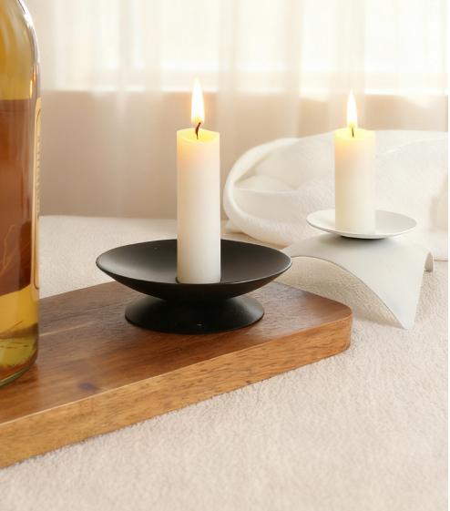 Set of 2 Candle Plate Holders, Decorative Candle Base for Tealights and Pillar Candles, Rustic Home Decor