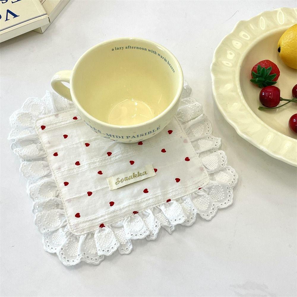 Soft Cup Mat Heart Western Food Mats New Table Cotton Napkins Wedding Decoration