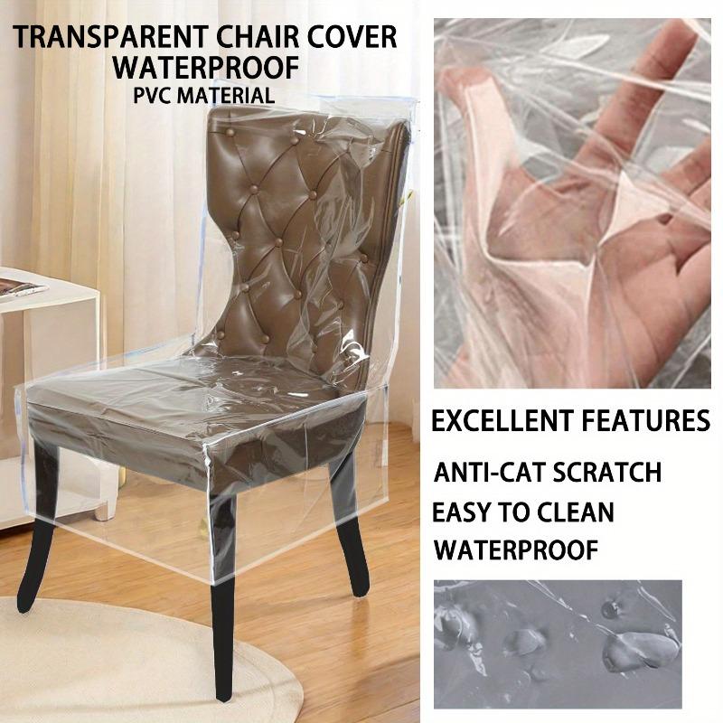 4/6/8pc Plastic Dining Chair Covers with Backrest PVC Transparent Chair Cover Quality Kitchen Protective Chair Covers Dust-Proof