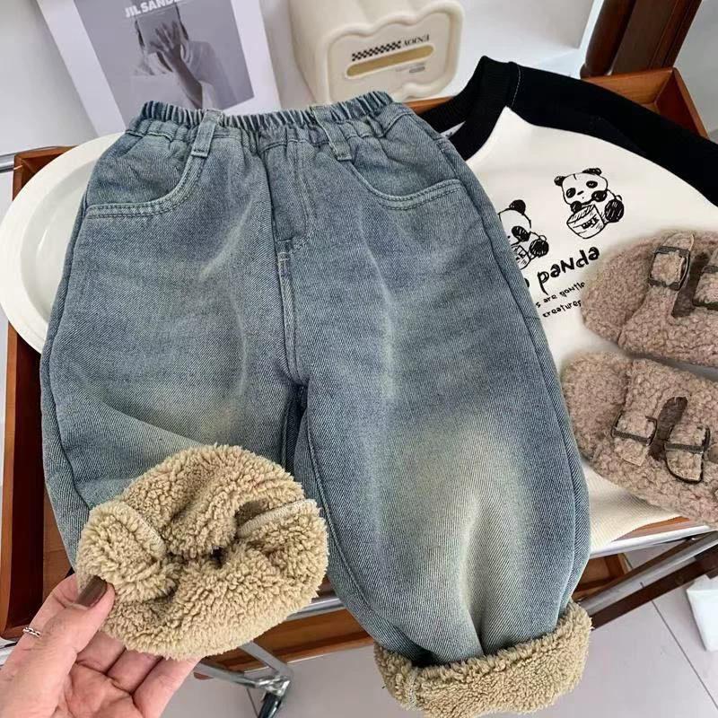 Kinder Samtjeans Herbst Winter Jungen Locker Dicke Hosen Kinder Warme Denimhosen Freizeithosen 2-8 Jahre