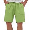 Men Linen Casual Shorts, Elastic Drawstring Waist Big Patch Pocket Loose Fit Lightweight Summer Beach Walking Shorts With Side Pockets Multiple Colors