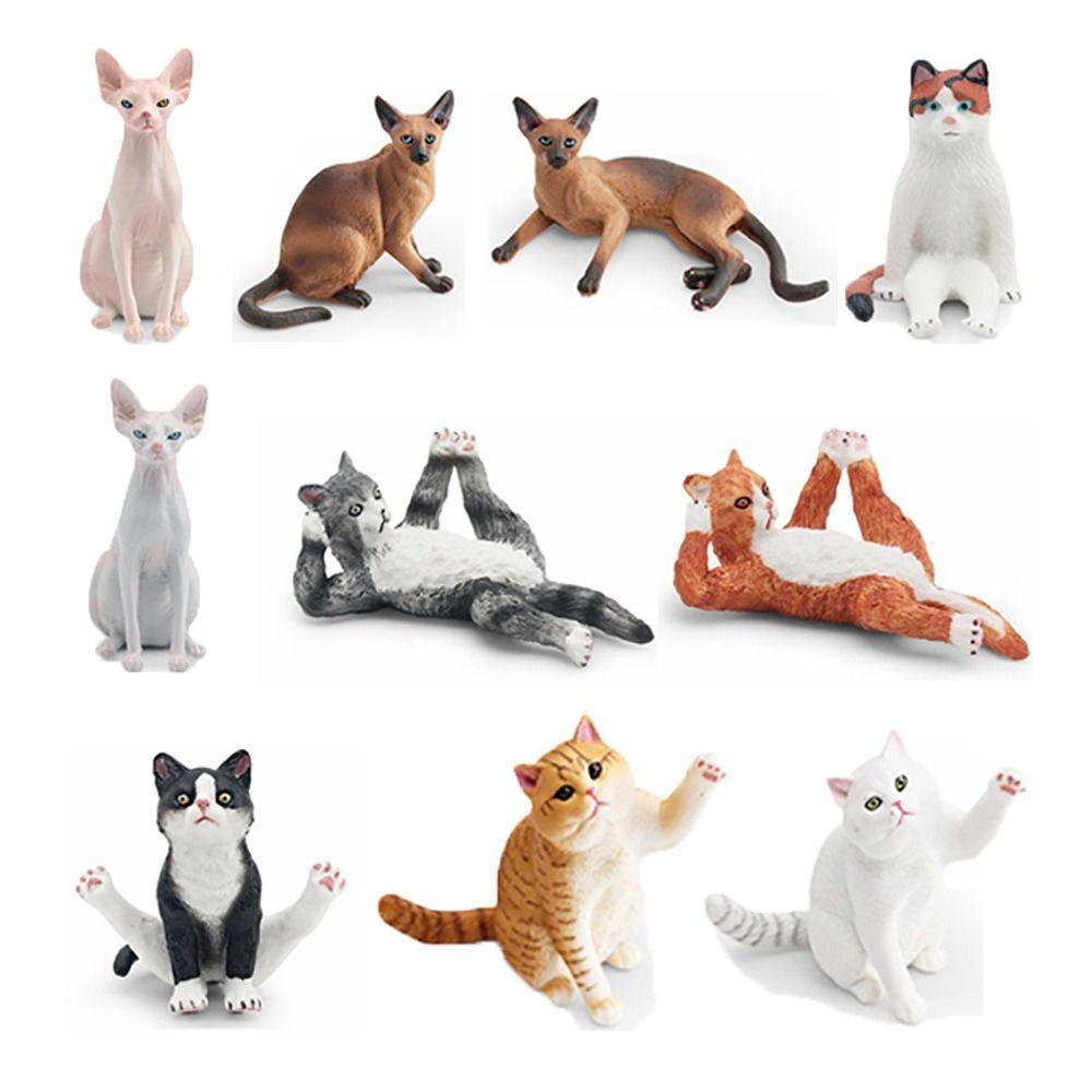 Lifelike Realistic Pet Figurines PVC Cat Action Figures Cute Simulation Pet Car Decoration
