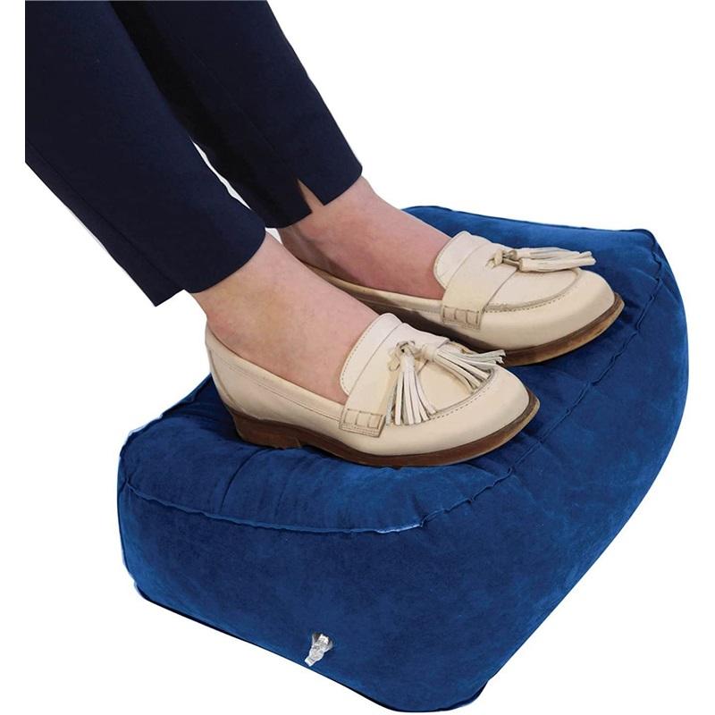 Inflatable Foot Cushion PVC Flocked Three-layer Foot Cushion Long-distance Airplane Travel Footrest Cushion Can Be Changed Layer Inflatable Footstool