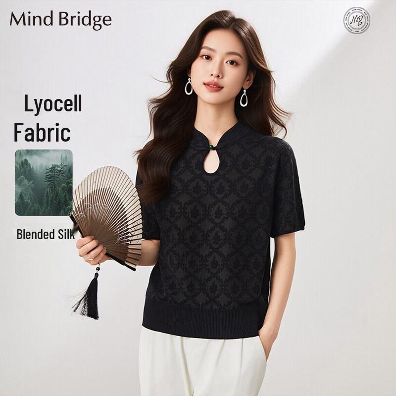 Mind Bridge Women s New Chinese Style Knit Short Sleeve Top F