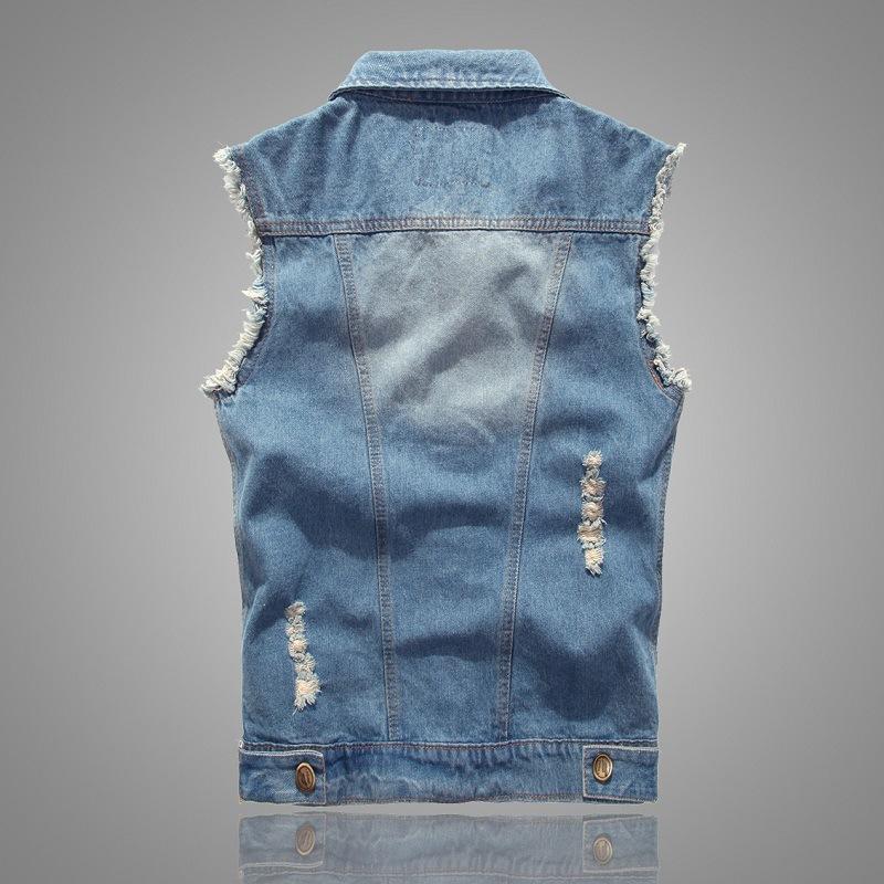 İlkbahar ve Sonbahar Büyük kot yelek erkek Gevşek Artı Yağ Tek Göğüslü Tank Top Rahat Kolsuz Ceket Moda erkek Giyim