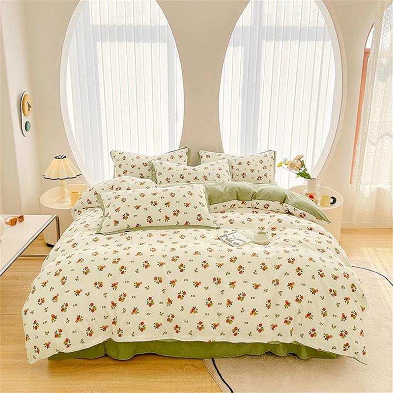 Floral Duvet Cover Queen Vintage Plaid Patchwork Bedding Set Boho Farmhouse Reversible Comforter Cover for Girls Women 4pcs Set