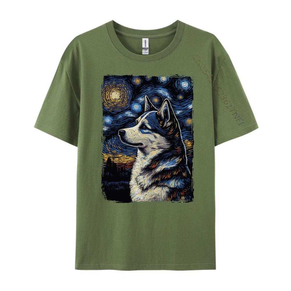 Husky Starry Night Sports T Shirt Men Mens Shirts Group Graphic T Shirts Woman Tshirt