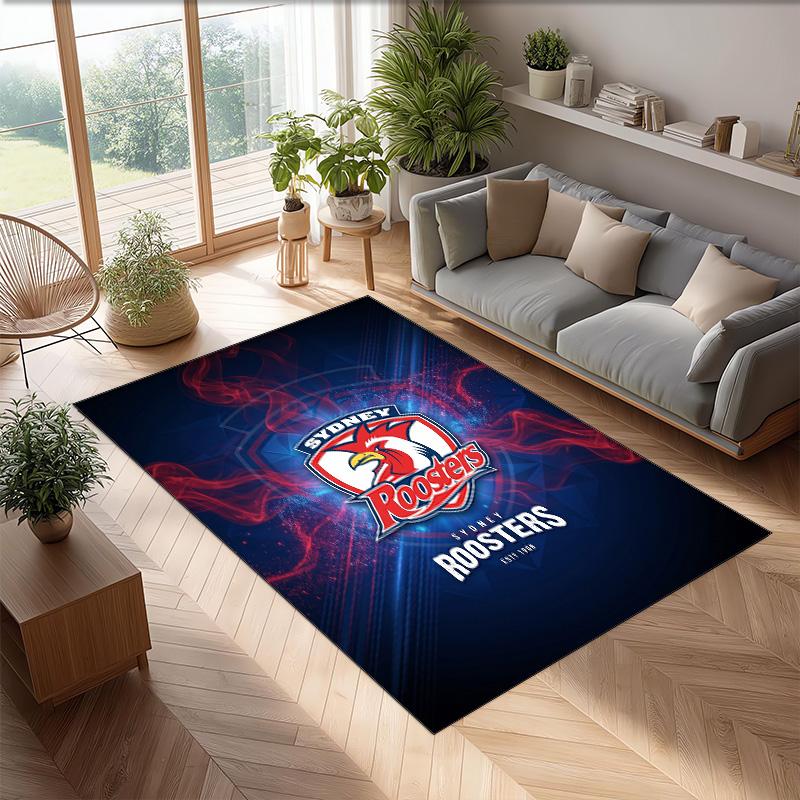Sydney Roosters Kristall-Samt-Teppich Weich Anti?Rutschfeste Fußmatte Bequemer Wohnzimmer Schlafzimmer Dekor Teppich