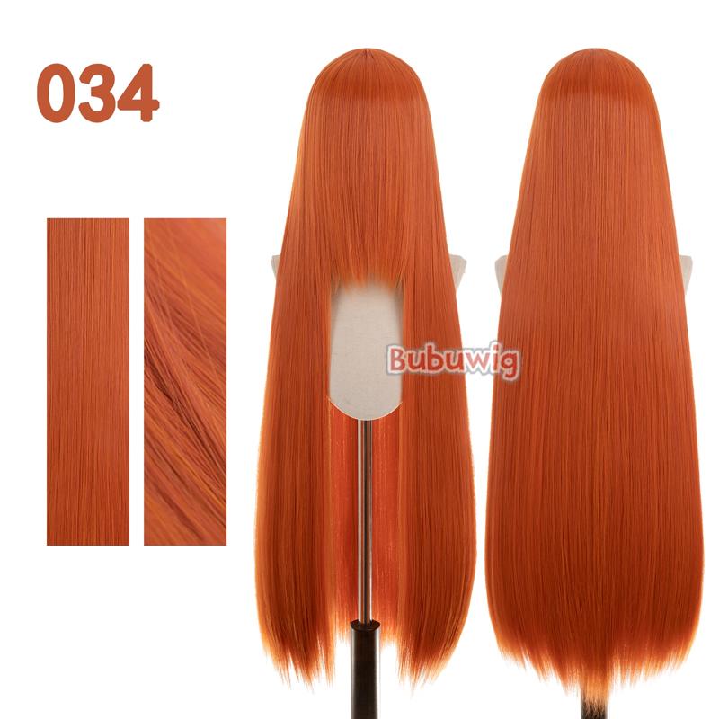 Bubuwig Synthetic Hair 100cm Long Straight Pure Color Cosplay Wigs Over 100 Colors Black White Red Blue Brown Wig Heat Resistant