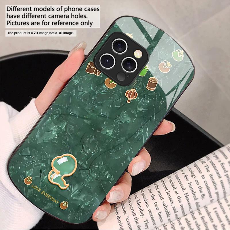 

Cartoon Warm Orange For iPhone 16 15 14 13 Plus 12 mini 11 Pro Max XR Xs Max X 7 8 6S 2022 20 Elliptical glass phone case iPhone 15 Pro Max