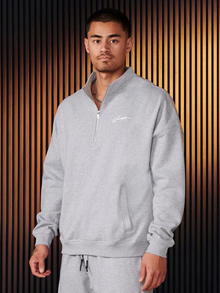 YoungLA Men's Cotton Half-Zip Athletic Sweatshirt - Long Sleeve Running & Fitness Jacket