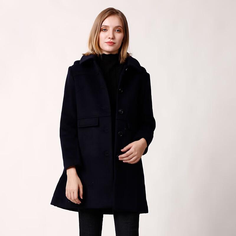 Anlom Women's Hooded Mid-Length Wool Blend Coat