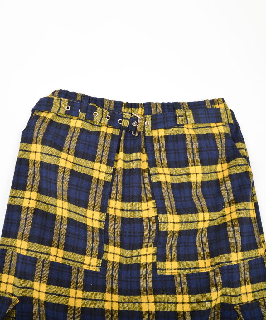 Catharsis Check Belted Elastic Long Skirt Yellow One Size