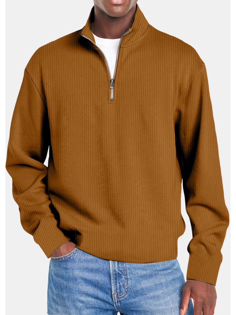 Men s Autumn Slim-Fit Long-Sleeve Zipper Sportswear Top S