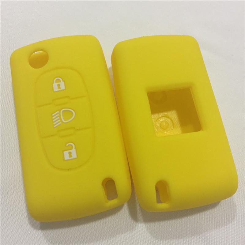 Silicone Car Key Cover for Citroen C4 2008 Picasso Berlingo C3 C5 X7 Xsara C6 C8 Folding 3 Button Key Case Cover Protection