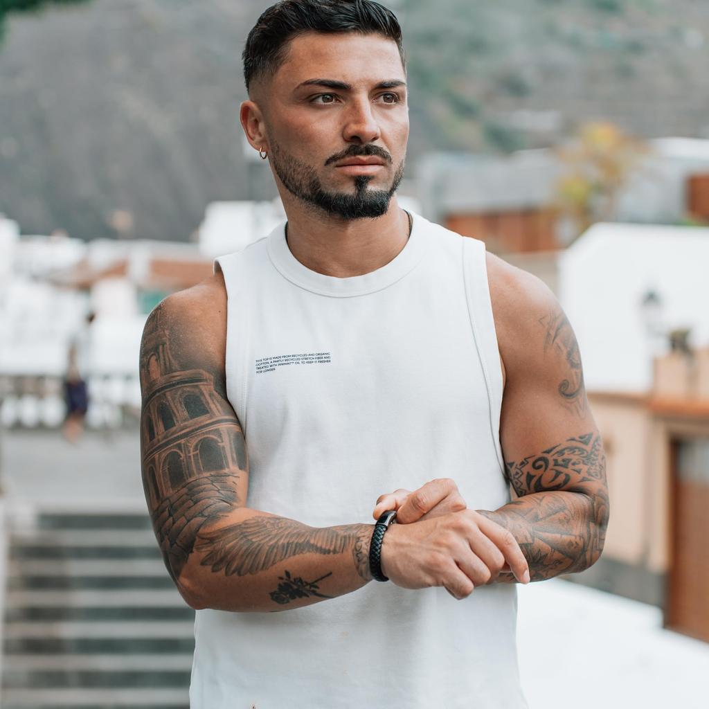 Bracelet Leather 23cm Black Bangle Arm Jewelry Chain Braided Wrap [SERASAR] Men's