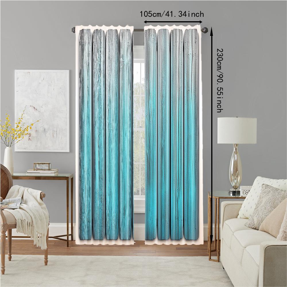 2Pcs Modern Tie Dye Wood Plank Pattern Window Curtain Digital Printed Rod Pocket Design For Easy Installation Decorative Drapes