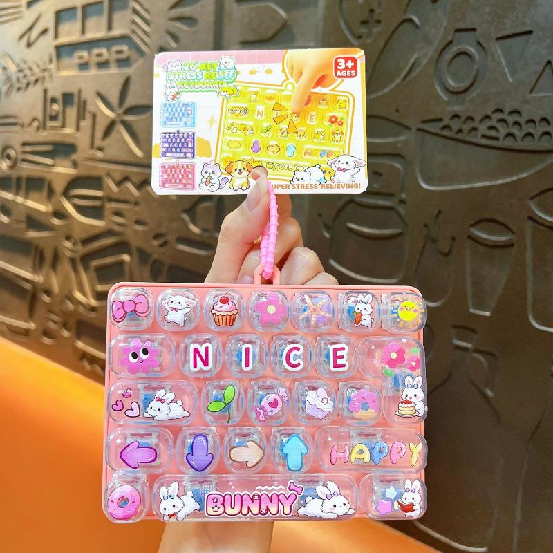 26-Key Decompression Button Transparent Cute Design Mini Keyboard Pendant Simulation Keyboard Keyboard Keychain