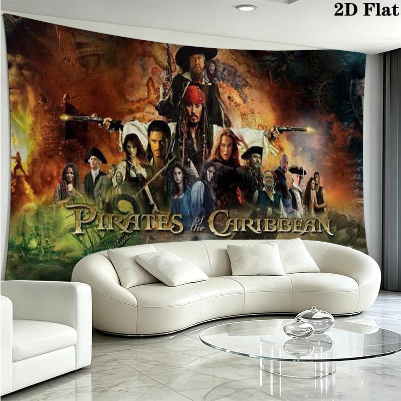Caribean Pirates Wall Tapestry Aesthetic Wall Hanging Printed Fabric Blanket Decorative Tapestries for Bedroom Living Room Home Decor