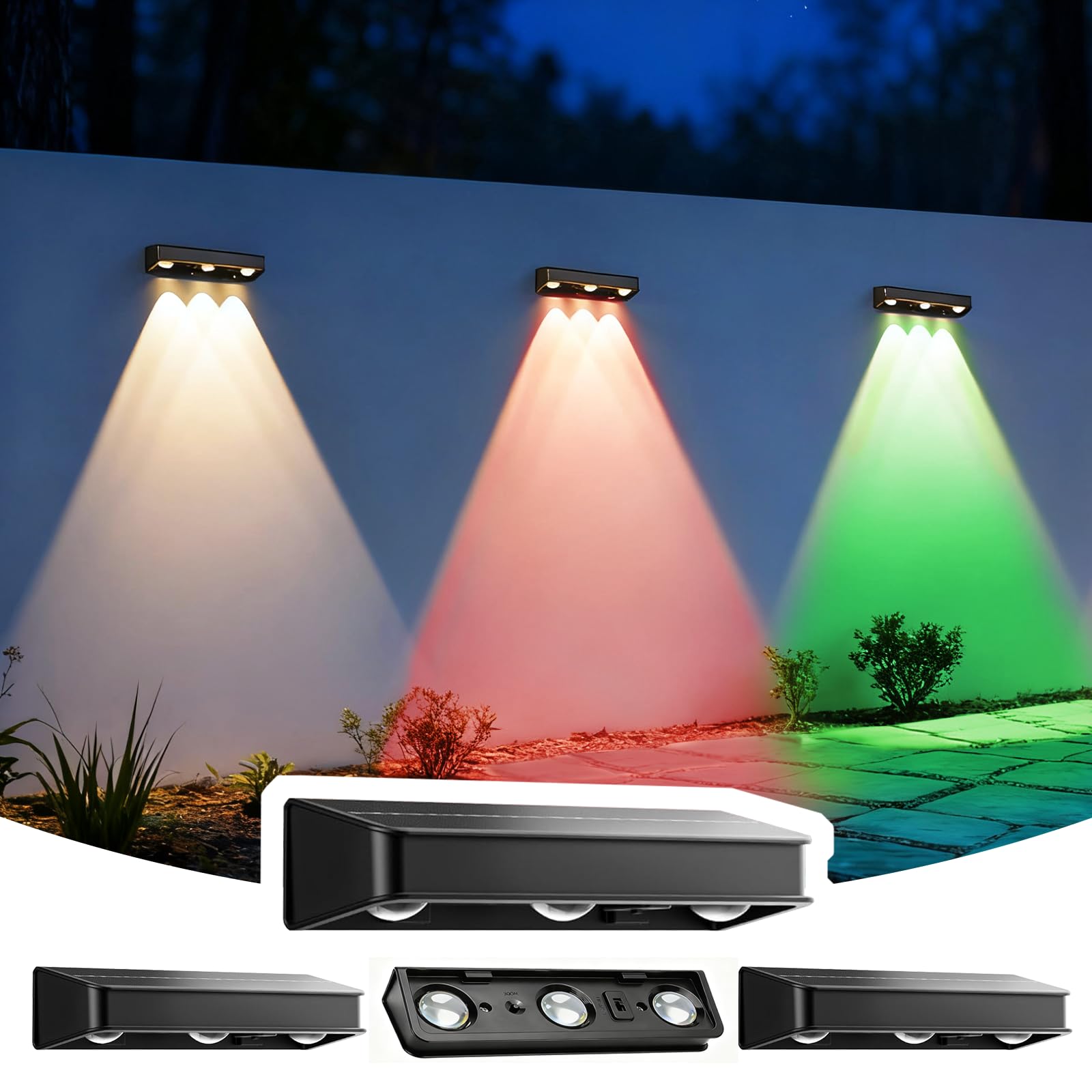 

Solar Light Outdoor Waterproof Solar Light for Nameplates, Fence Light, Garden Light, Nameplate Light, Solar LED, 9 Color Modes, Ultra Bright,