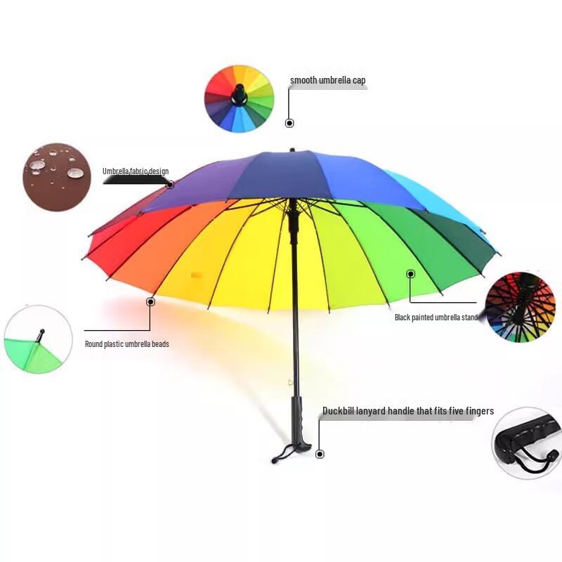 Rainbow Stripe Straight Umbrella