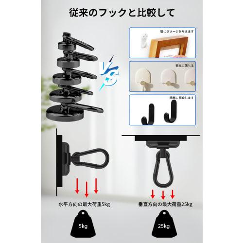 DODOGOD Super Strong Magnet Hooks with Carabiner [Set of 4] Neodymium Magnets with Carabiner, 25kg Weight Capacity, 25mm Diameter, Strong, Rust-Proof,