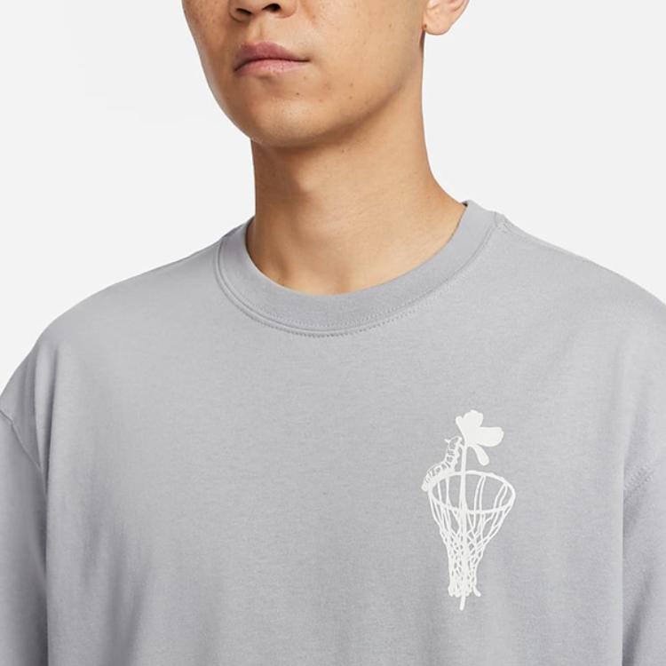 Nike Printed Round Neck Casual Loose Short Sleeve Drop Shoulder T-Shirt Men Tops Wolf-Grey FQ4899-012