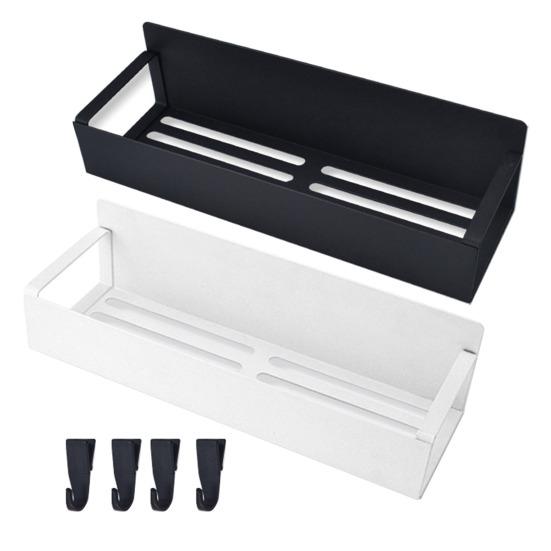 Yousheng Refrigerator Magnetic Spice Rack with Hooks Hollow Design Rustproof Strong Load-bearing Large Capacity Spice Rack Kitchen Storage Shelf