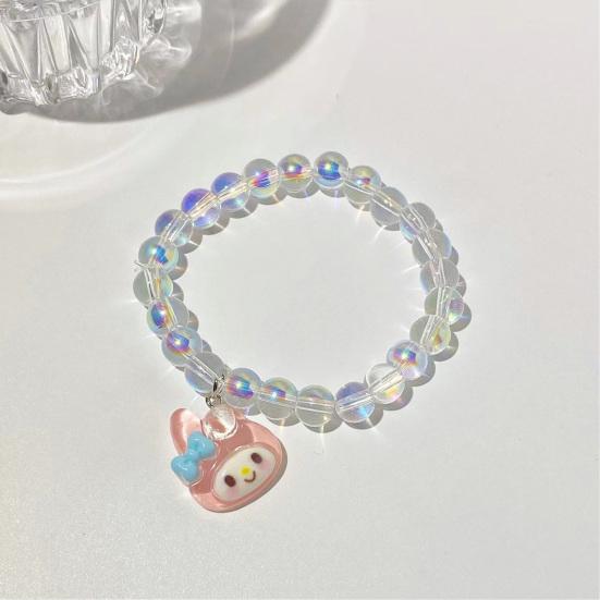 Iridescent Beaded Bracelet Clear Faux Crystal Bracelet Cute Cartoon Animal Charm Bracelet Gift for Girls Best
