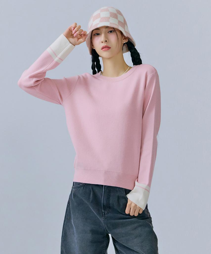 CHASECULT Women'S Color-Block Sleeve Round Sweater-Cfrg5261C0P