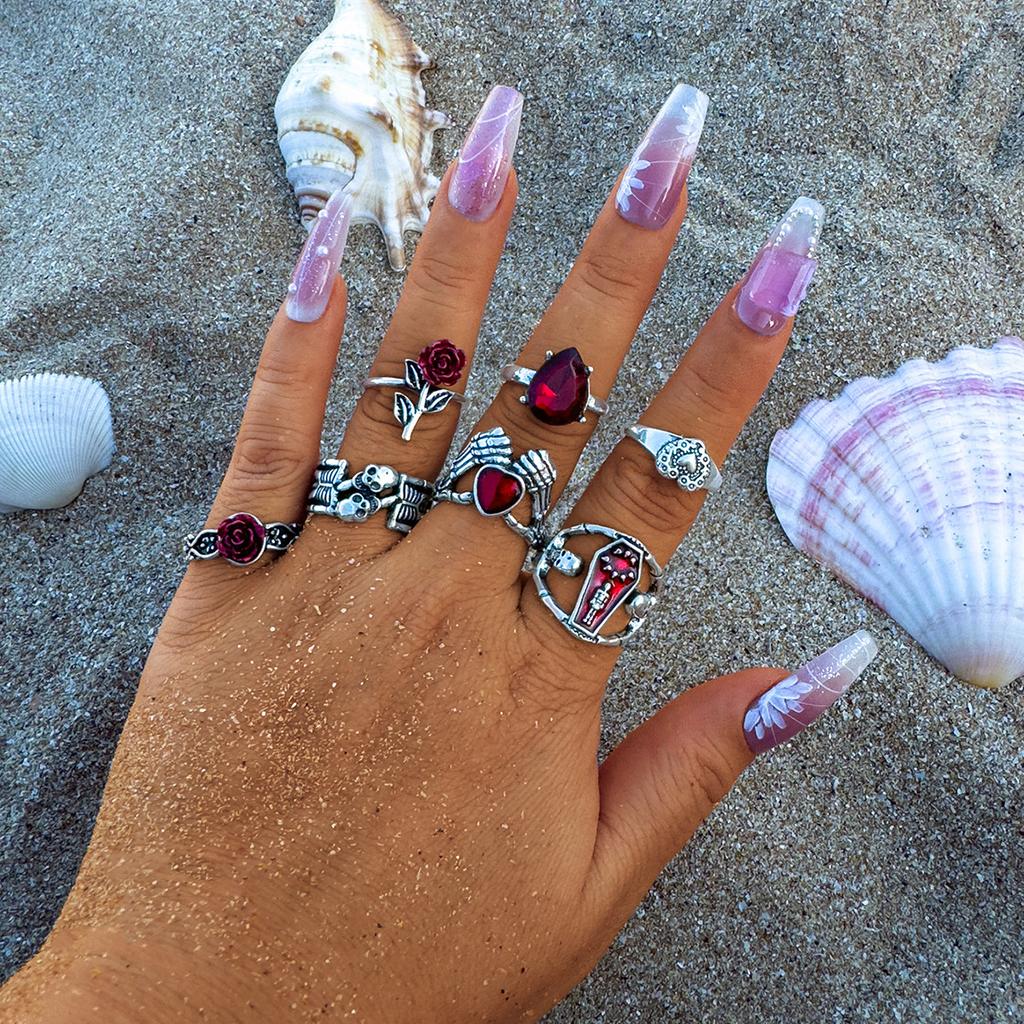 Dark Skull Ring Set Punk Spider Serpentine Ring Set Halloween