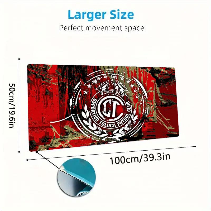 Toluca FC Mouse Pad, Large Gaming Desk Mat, Non-slip XXL Mousepad for Laptop & Tablet, Mini PC Playmat with Stitched Edges