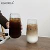  1/2PCS Vertical Striped Glass With Lid and Straw Vertical Stripes - Suitable For Coffee Milk Juice Whiskey Soda Cups
