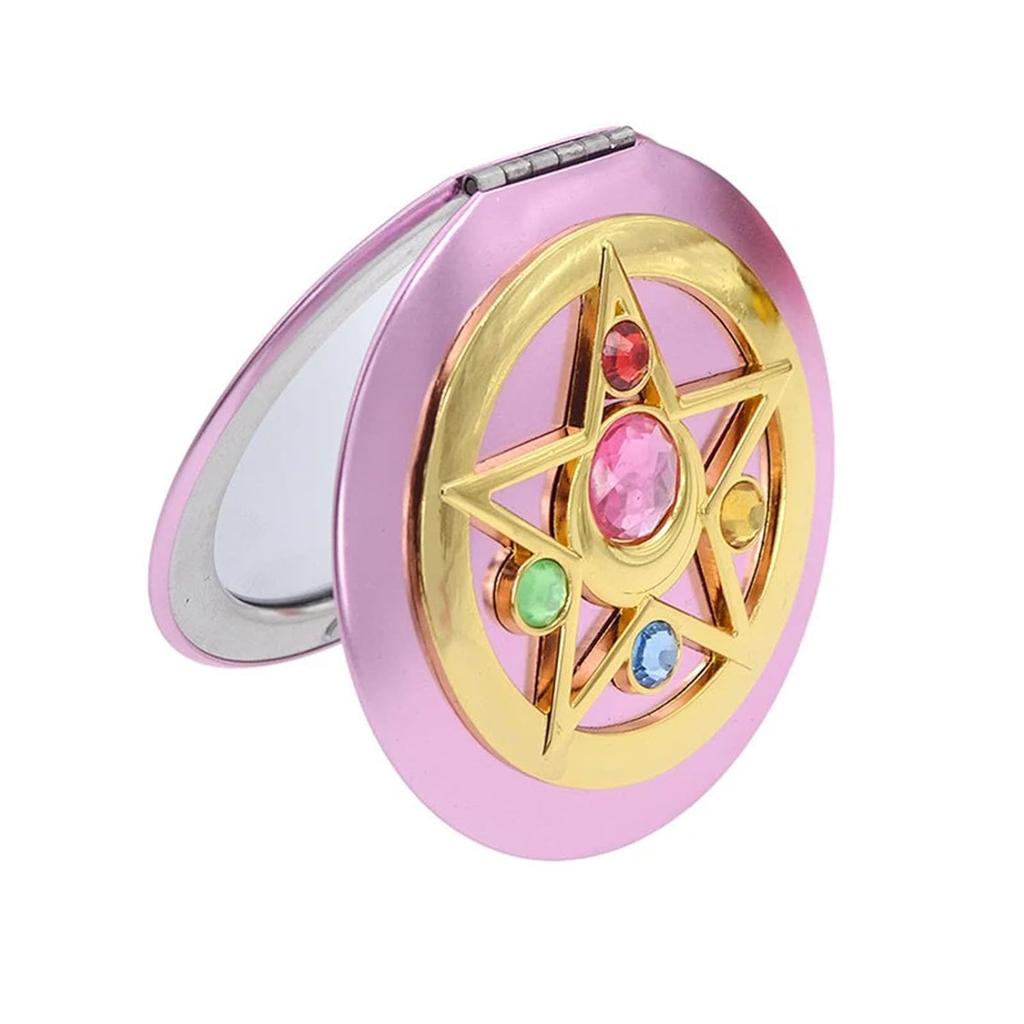 Makeup Mirror Portable Personal Double-Sided Flat Magnifying Glass Clamshell Design Foldable Handheld Metal Case Durable Compact Lightweight Carrying