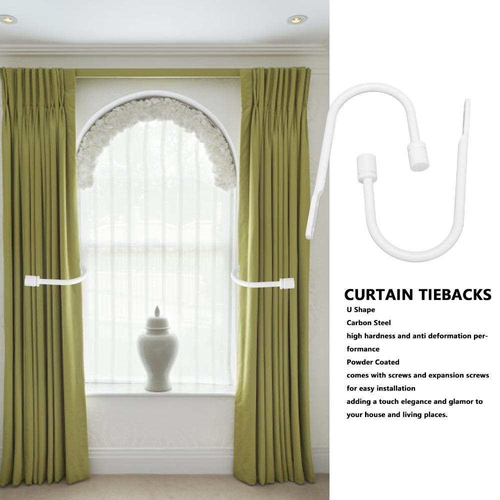 2Pcs White Curtain Tiebacks Carbon Steel Drapery Holdbacks Window Curtain Holdbacks Family