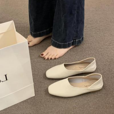 Soft Leather Soft-soled Grandma Shoes Women's Spring 2025 New Retro Literary and Artistic One-pedal Single Shoes Women's Flat Beanie Shoes