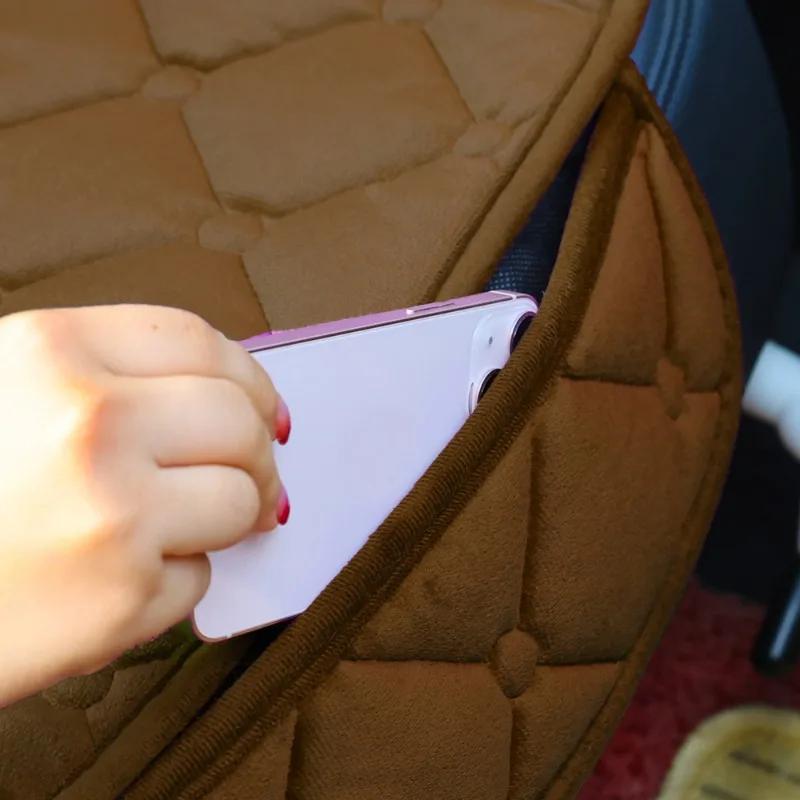 Pernă de pluș pentru scaun auto, iarnă caldă, universală, anti-alunecare, față și spate, flocking, pânză, pernă respirabilă, protector, mat