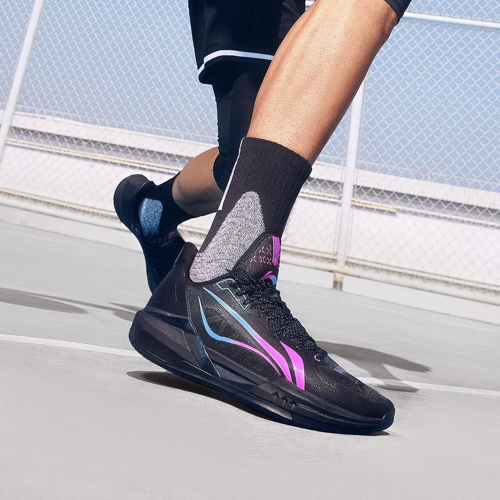 Li Ning Light Speed 3 Basketball Shoes Men's Low Top Black Purple ABPV005-5