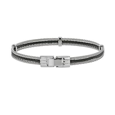 [R5113] - Armband Stahl 'Peaceful' schwarz silberfarben - 66x54x6 mm