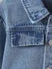 Girls' Casual, Simple, and Comfortable Denim Jacket with Lotus-Leaf Sleeves (Spring/Summer)