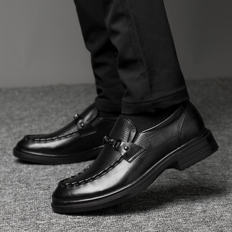 Fashion High Quality Brand Men's Genuine Leather Shoes Office Business Dress Shoes Men's Casual Shoes Thick Soles Elevated Shoes