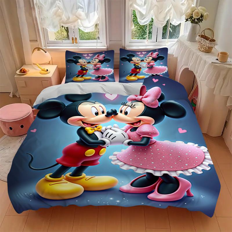 Mickey Minnie Romance Print 3Pcs Bedding Setduvet Cover With 2 Bedropillowcase Home Birthday Gift