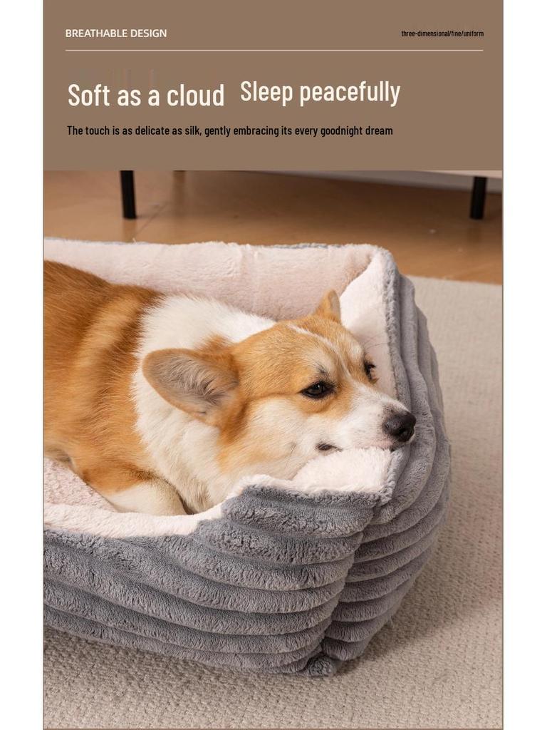 Corduroy Velvet Thickened Pet Nest: Removable & Washable Cat and Dog Bed for Autumn and Winter